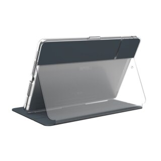 Speck Balance Folio iPad 10,2” (2021/2020/2019) kinyitható bőr tok ceruzatartóval - gunmetal/átlátszó
