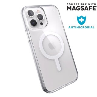 A Microban technológiával és UV védelemmel ellátott Speck Presidio Perfect-Clear MagSafe iPhone 13 Pro Max ütésálló tok hosszú távú használat esetén sem sárgul be.