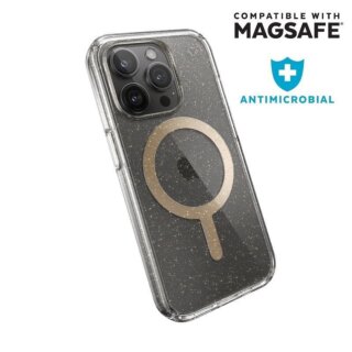 Speck Presidio Lux Glitter MagSafe iPhone 15 Pro ütésálló hátlap tok - csillámos arany