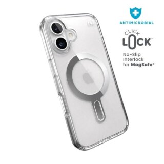Speck Presidio Perfect-Clear ClickLock MagSafe iPhone 16 ütésálló szilikon hátlap tok - átlátszó/ezüst