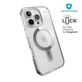 Speck Presidio Perfect-Clear ClickLock MagSafe iPhone 16 Pro ütésálló szilikon hátlap tok - átlátszó/ezüst
