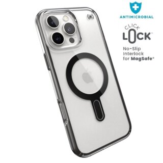 Speck Presidio Perfect-Clear ClickLock MagSafe iPhone 16 Pro Max ütésálló szilikon hátlap tok - átlátszó/fekete