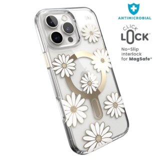 Speck Presidio Lux ClickLock MagSafe iPhone 16 Pro Max ütésálló kemény hátlap tok - átlátszó/virágos