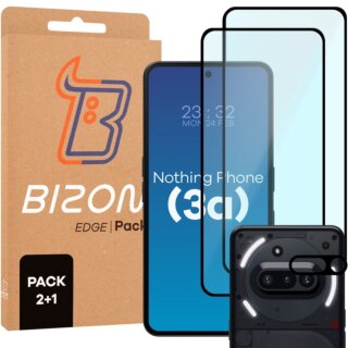 Bizon Edge 2 Nothing Phone (3a) teljes kijelzővédő üvegfólia - 2db + kamerasziget lencsevédő üvegfólia - 1db