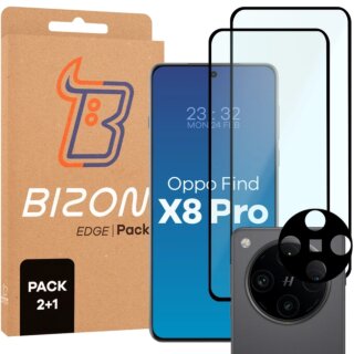 Bizon Edge 2 Oppo Find X8 Pro teljes kijelzővédő üvegfólia - 2db + kamerasziget lencsevédő üvegfólia - 1db