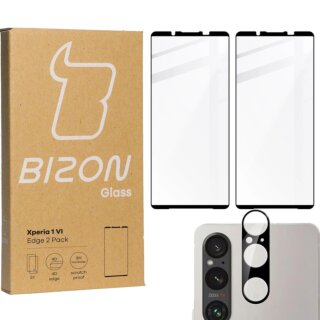 Bizon Sony Xperia 1 VI teljes kijelzővédő üvegfólia - 2db + kamerasziget lencsevédő üvegfólia - 1db