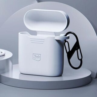 3mk Silicon AirPods 2 szilikon tok + karabíner - fehér