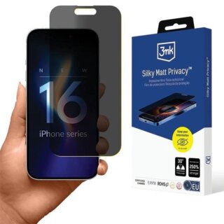 3mk Silky Matt Privacy iPhone 16 Plus betekintésgátló kijelzővédő fólia - matt