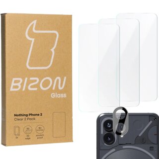 Bizon Clear Nothing Phone 2 kijelzővédő üvegfólia - 3db + kamerasziget lencsevédő üvegfólia - 1db