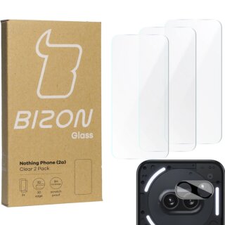 Bizon Clear Nothing Phone (2a) kijelzővédő üvegfólia - 3db + kamerasziget lencsevédő üvegfólia - 1db