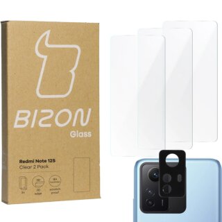 Bizon Clear Redmi Note 12S kijelzővédő üvegfólia - 3db + kamerasziget lencsevédő üvegfólia - 1db
