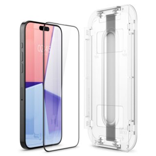 Spigen GLAS.tR EZ Fit Full Cover iPhone 15 Pro Max teljes kijelzővédő üvegfólia felhelyezőkerettel - 2db