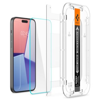 Spigen GLAS.tR EZ Fit iPhone 15 Plus kijelzővédő üvegfólia felhelyezőkerettel