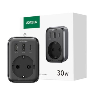 Ugreen 90613 4in1 hálózati töltő adapter (2x USB-A + USB-C + 230V) 30W