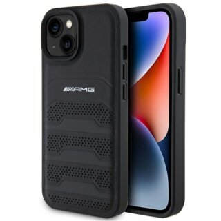 Mercedes AMG AMHCP15MGSEBK iPhone 14 Plus / 15 Plus bőr hátlap tok - fekete