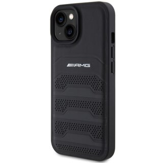 Mercedes AMG AMHCP15MGSEBK iPhone 14 Plus / 15 Plus bőr hátlap tok - fekete