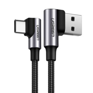 Ugreen US176 USB-C - USB-A derékszögű kábel 3A 2m - fekete