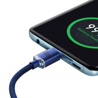 Baseus Crystal USB-C - USB-C kábel 100W 2m - kék