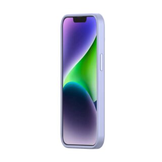 Baseus Liquid Silica iPhone 14 Plus / 15 Plus szilikon hátlap tok + kijelzővédő üvegfólia - lila