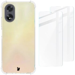 Bizon Clear Pack Oppo A38 4G szilikon tok + 2db kijelzővédő üvegfólia - átlátszó