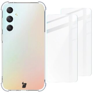 Bizon Clear Pack Samsung Galaxy S23 FE szilikon tok + 2db kijelzővédő üvegfólia - átlátszó