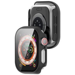 Bizon Case + Glass Watch Apple Watch 42mm kemény tok kijelzővédő üveggel - fekete