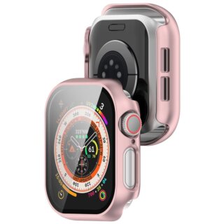 Bizon Case + Glass Watch Apple Watch 42mm kemény tok kijelzővédő üveggel - világos rózsaszín