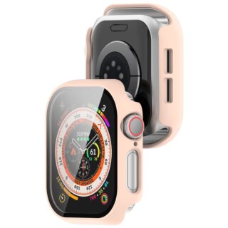Bizon Case + Glass Watch Apple Watch 42mm kemény tok kijelzővédő üveggel - rózsaszín