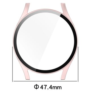 Bizon Case + Glass Watch Samsung Galaxy Watch 7 44mm kemény tok kijelzővédő üveggel - világos rózsaszín