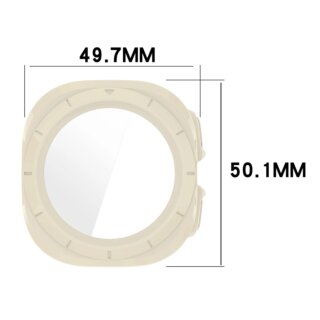 Bizon Case + Glass Watch Samsung Galaxy Watch Ultra 47mm kemény tok kijelzővédő üveggel - bézs