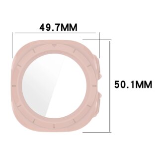 Bizon Case + Glass Watch Samsung Galaxy Watch Ultra 47mm kemény tok kijelzővédő üveggel - rózsaszín