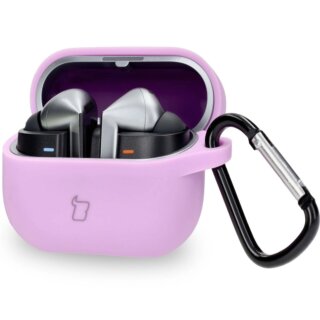 Bizon Headphone Silicone Samsung Galaxy Buds 3 / 3 Pro szilikon tok + karabíner - lila