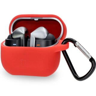 Bizon Headphone Silicone Samsung Galaxy Buds 3 / 3 Pro szilikon tok + karabíner - piros