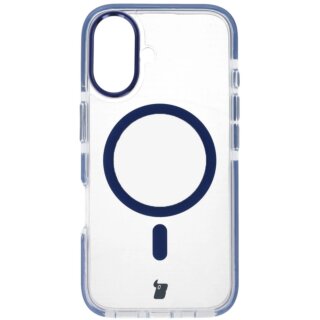 Bizon Case Marco MagSafe iPhone 16 kemény hátlap tok - átlátszó/kék