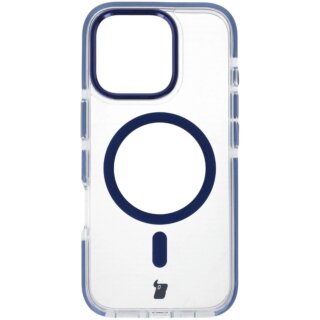 Bizon Case Marco MagSafe iPhone 16 Pro kemény hátlap tok - átlátszó/kék