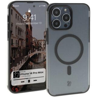 Bizon Case MatteO MagSafe iPhone 14 Pro Max kemény hátlap tok - átlátszó/fekete