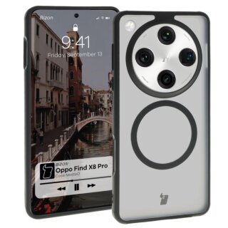 Bizon Case MatteO MagSafe Oppo Find X8 Pro kemény hátlap tok - matt átlátszó/fekete