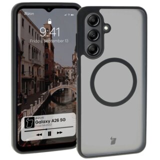 Bizon Case MatteO MagSafe Samsung Galaxy A26 5G kemény hátlap tok - matt átlátszó/fekete