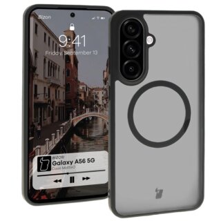 Bizon Case MatteO MagSafe Samsung Galaxy A56 5G kemény hátlap tok - matt átlátszó/fekete