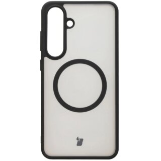 Bizon Case MatteO MagSafe Samsung Galaxy S25 Plus kemény hátlap tok - átlátszó/fekete
