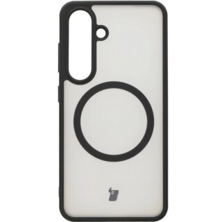 Bizon Case MatteO MagSafe Samsung Galaxy S25 kemény hátlap tok - átlátszó/fekete