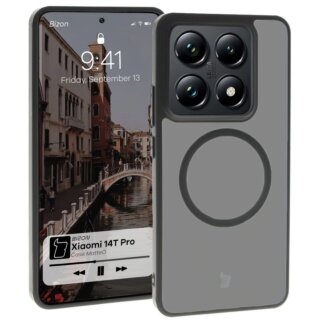 Bizon Case MatteO MagSafe Xiaomi 14T Pro kemény hátlap tok - átlátszó/fekete