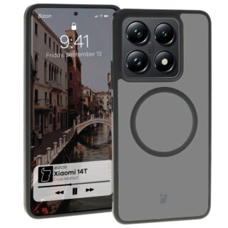Bizon Case MatteO MagSafe Xiaomi 14T kemény hátlap tok - átlátszó/fekete