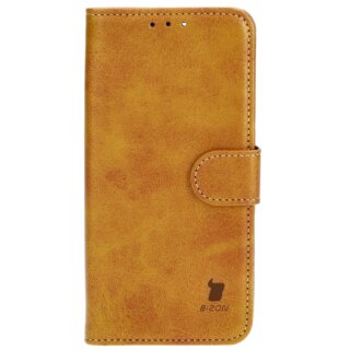 Bizon Case Pocket iPhone 13 Pro kinyitható bőr tok - barna