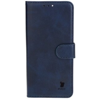 Bizon Case Pocket iPhone 15 Pro Max kinyitható bőr tok - kék