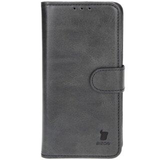 Bizon Case Pocket iPhone 16 kinyitható bőr tok - fekete