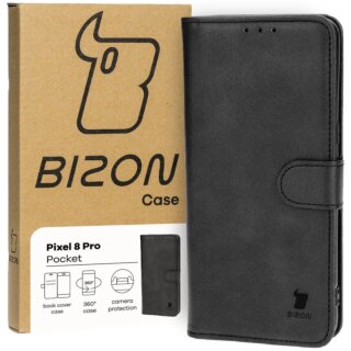 Bizon Case Pocket Google Pixel 8 Pro kinyitható bőr tok - fekete