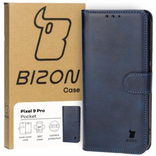 Bizon Case Pocket Google Pixel 9 Pro XL kinyitható bőr tok - kék