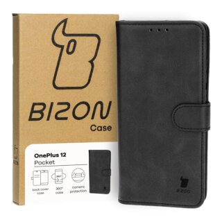 Bizon Case Pocket OnePlus 12 kinyitható bőr tok - fekete