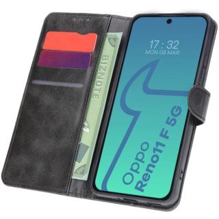 Bizon Case Pocket Oppo Reno11 F 5G kinyitható bőr tok - fekete